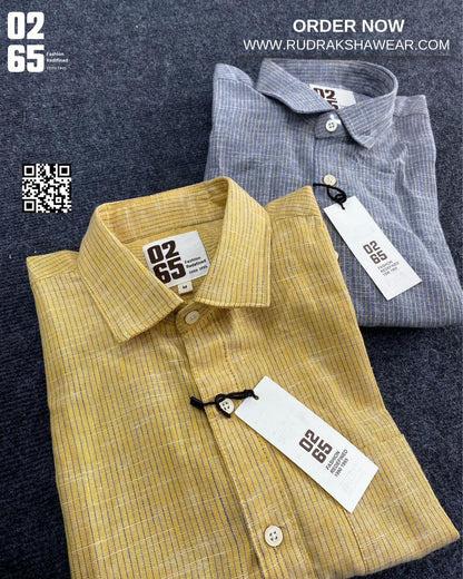 0265 Premium Cotton Linen Lining Shirts | Backside Box Pleated | Ultra Soft Fabric | Yarn Dyed