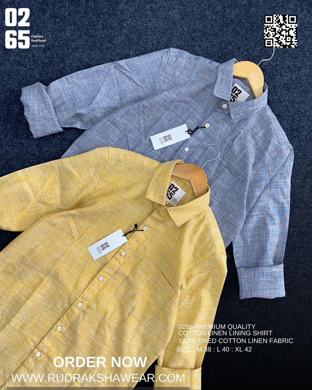 0265 Premium Cotton Linen Lining Shirts | Backside Box Pleated | Ultra Soft Fabric | Yarn Dyed