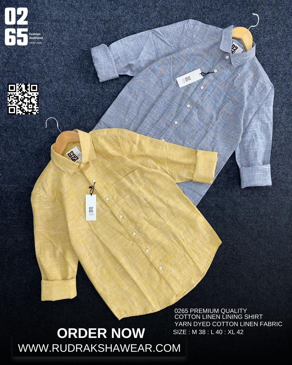 0265 Premium Cotton Linen Lining Shirts | Backside Box Pleated | Ultra Soft Fabric | Yarn Dyed