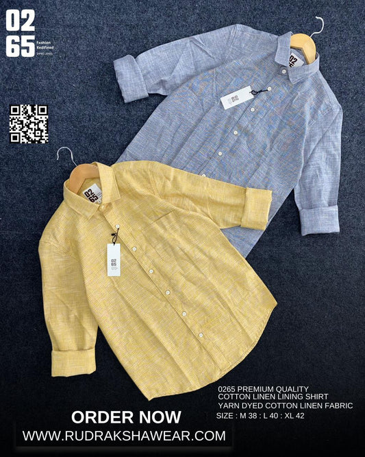 0265 Premium Cotton Linen Lining Shirts | Backside Box Pleated | Ultra Soft Fabric | Yarn Dyed