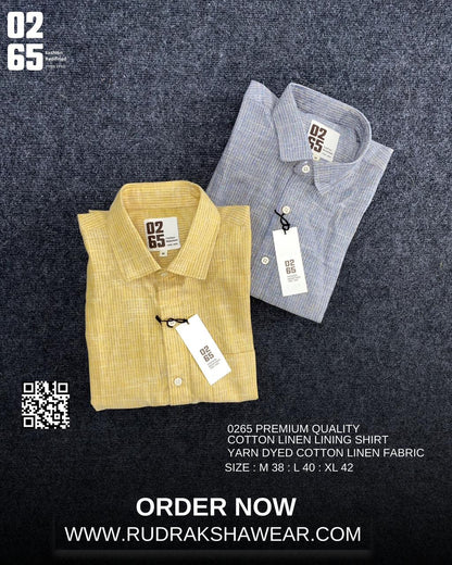 0265 Premium Cotton Linen Lining Shirts | Backside Box Pleated | Ultra Soft Fabric | Yarn Dyed