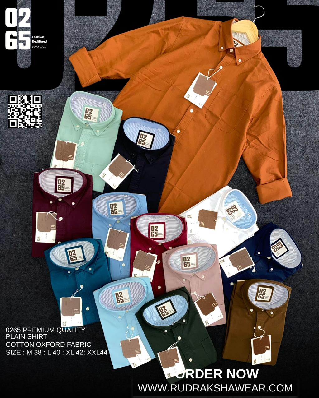 Signature 0265 Premium Cotton Oxford Full Sleeve Shirt | Back Side Box Pleated | Button Down Collar