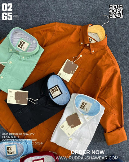 Signature 0265 Premium Cotton Oxford Full Sleeve Shirt | Back Side Box Pleated | Button Down Collar
