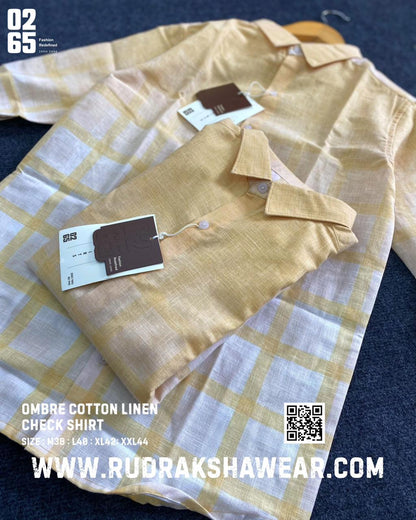 0265 Ombre Cotton Linen Full Sleeve Shirt  | Ultra Soft Fabric | Unmatched Comfort | Light Weight