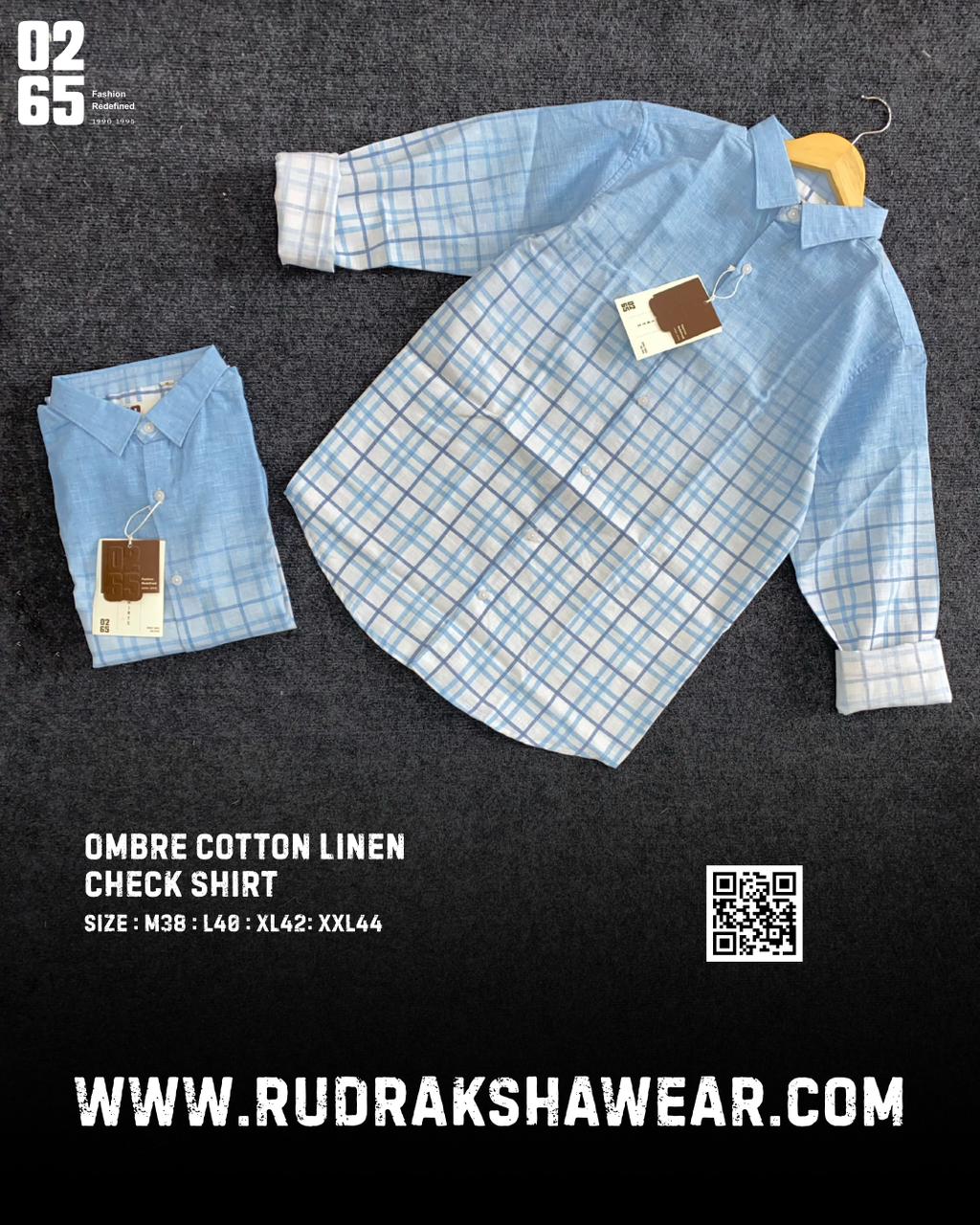 0265 Ombre Cotton Linen Full Sleeve Shirt  | Ultra Soft Fabric | Unmatched Comfort | Light Weight