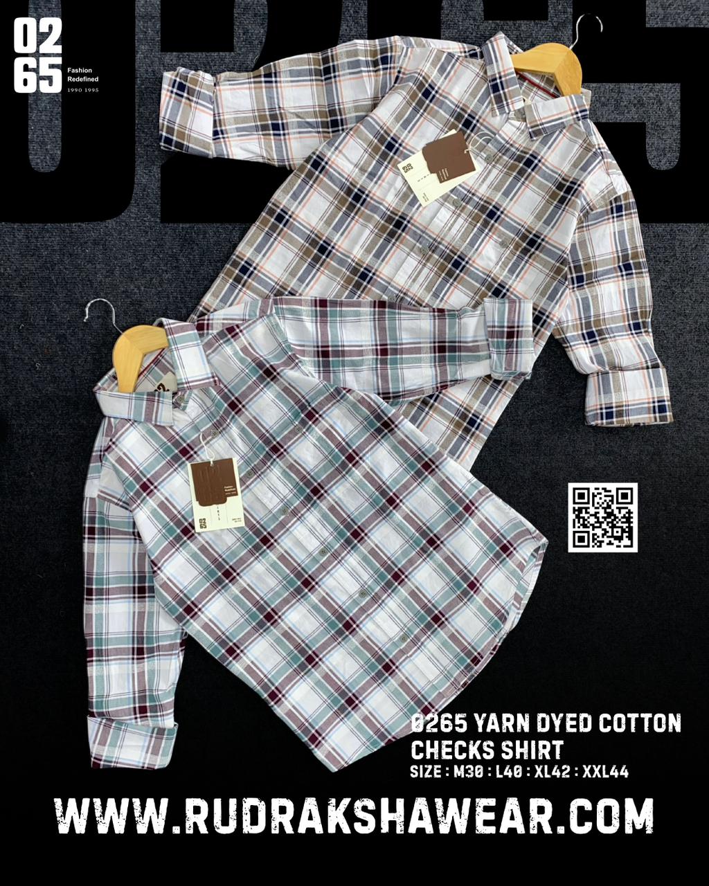 0265 Yarn Dyed Textured Checks Full Sleeve Shirt | Backside Box Pleat |