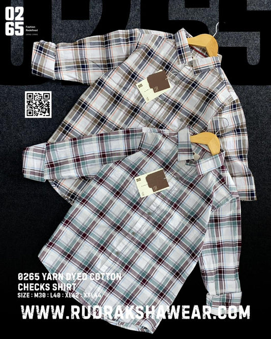 0265 Yarn Dyed Textured Checks Full Sleeve Shirt | Backside Box Pleat |