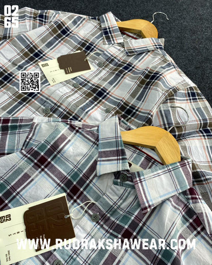 0265 Yarn Dyed Textured Checks Full Sleeve Shirt | Backside Box Pleat |