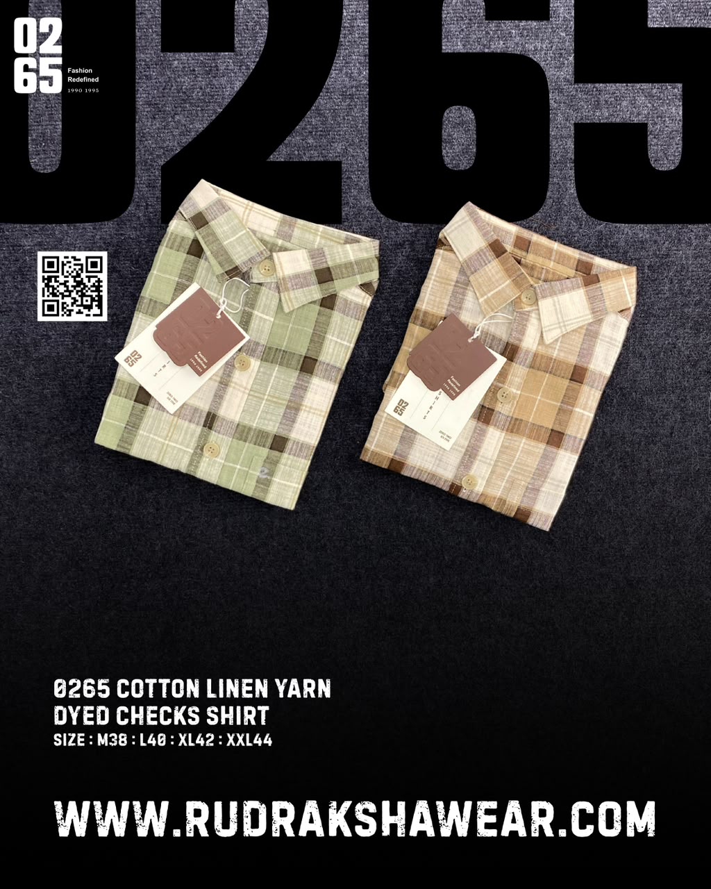 0265 Cotton Linen Yarn Dyed Checks Shirt | Full Sleeve | Backside box pleat