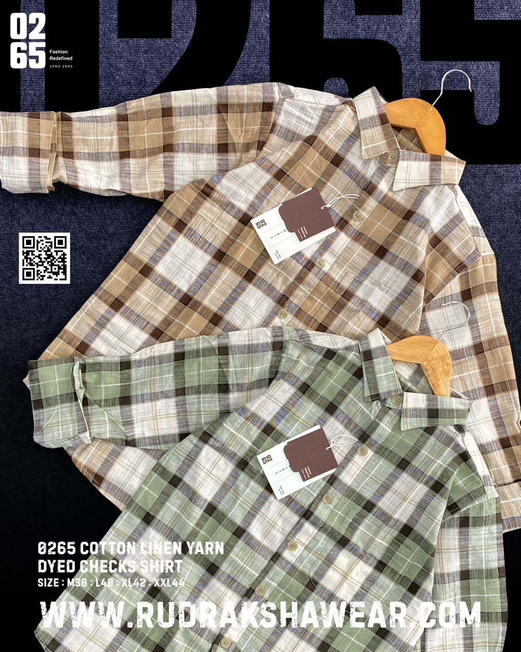 0265 Cotton Linen Yarn Dyed Checks Shirt | Full Sleeve | Backside box pleat