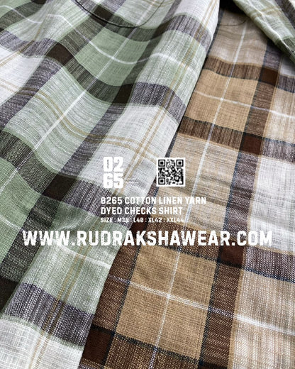 0265 Cotton Linen Yarn Dyed Checks Shirt | Full Sleeve | Backside box pleat
