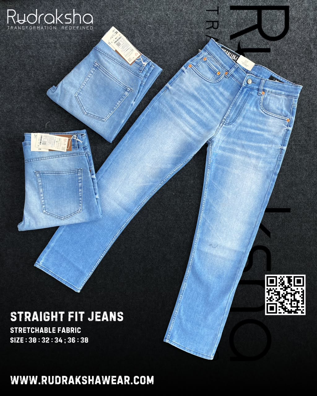 Premium Straight Fit Jeans | Stretchable | Long Lasting Shades | Length 40"