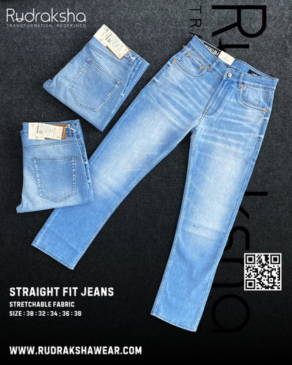 Premium Straight Fit Jeans | Stretchable | Long Lasting Shades | Length 40"