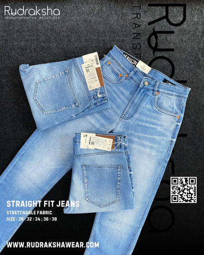Premium Straight Fit Jeans | Stretchable | Long Lasting Shades | Length 40"