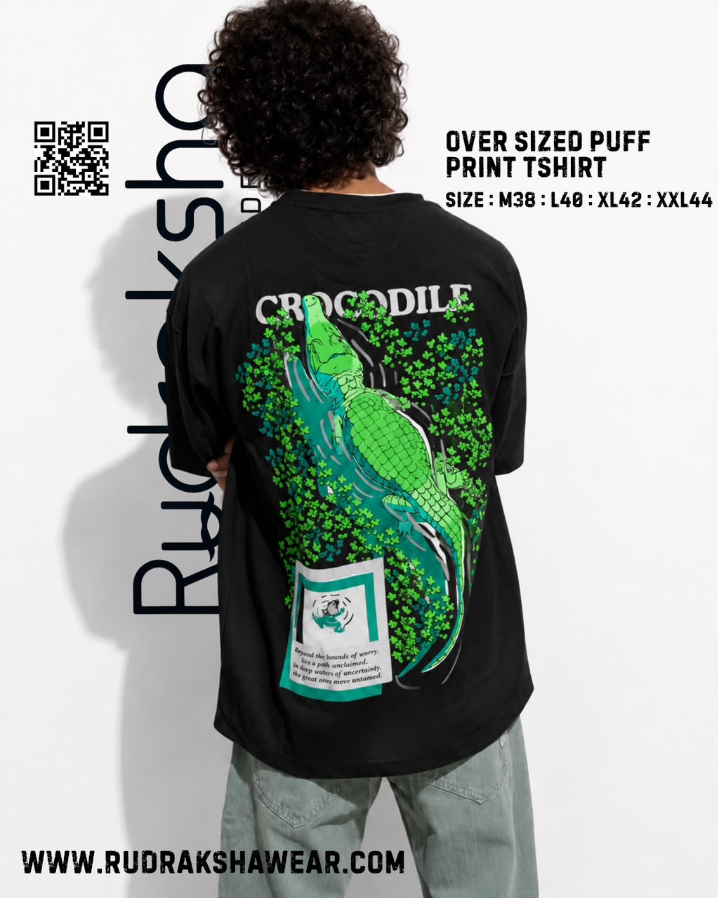 Imported Cotton Interlock oversized half sleeve t-shirt | Puff screen print | 240 GSM | Black