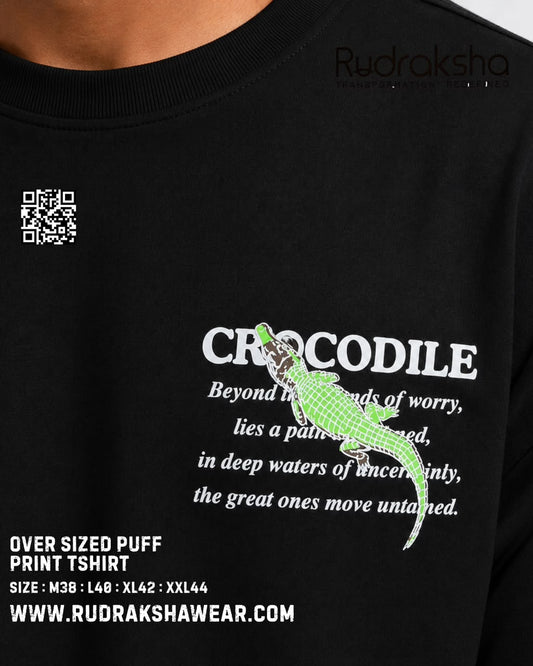 Imported Cotton Interlock oversized half sleeve t-shirt | Puff screen print | 240 GSM | Black