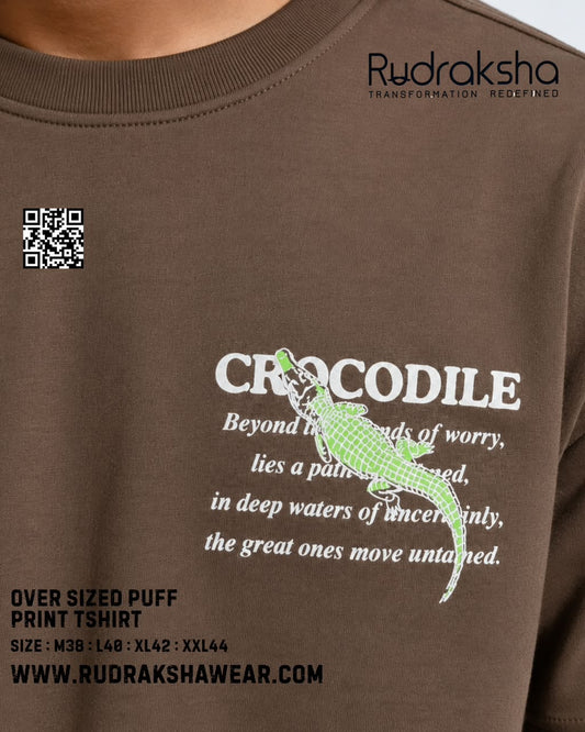 Imported Cotton Interlock oversized half sleeve t-shirt | Puff screen print | 240 GSM | Brown