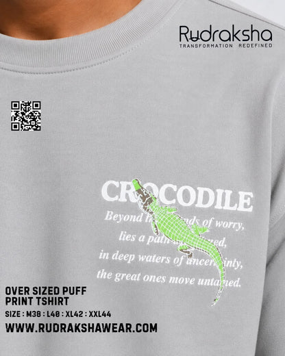 Imported Cotton Interlock oversized half sleeve t-shirt | Puff screen print | 240 GSM | Light Grey