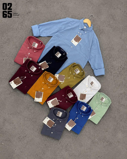 Signature 0265 Plain Full Sleeve Shirt | Button Down Collar | Backside Box Plated With Loop
