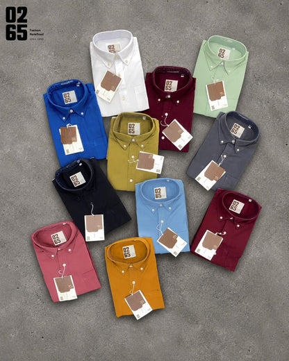 Signature 0265 Plain Full Sleeve Shirt | Button Down Collar | Backside Box Plated With Loop