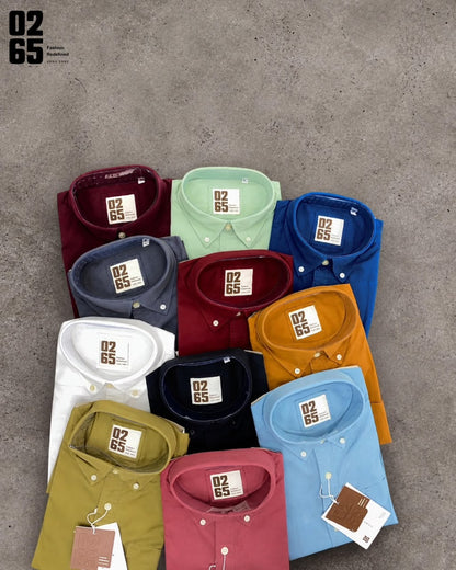 Signature 0265 Plain Full Sleeve Shirt | Button Down Collar | Backside Box Plated With Loop