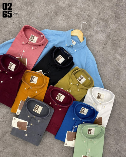 Signature 0265 Plain Full Sleeve Shirt | Button Down Collar | Backside Box Plated With Loop