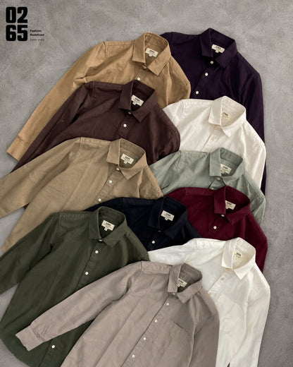 0265 Cotton Oxford Full Sleeve Shirt | Backside Box Pleat | Old Money Shades