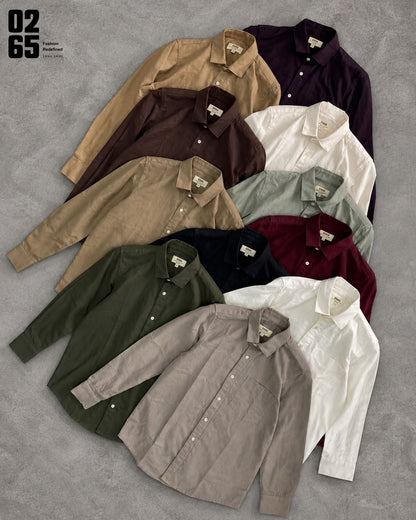 0265 Cotton Oxford Full Sleeve Shirt | Backside Box Pleat | Old Money Shades