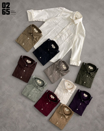 0265 Cotton Oxford Full Sleeve Shirt | Backside Box Pleat | Old Money Shades