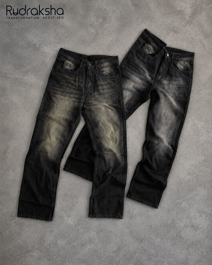 Straight Fit Jeans | Non-Lycra | Length 40" | Bottom 18" - Shades of Black