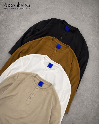Boxy Fit Cropped Waffle Full Sleeve T-Shirt - Suitable for Height 5.2" to 5.6"