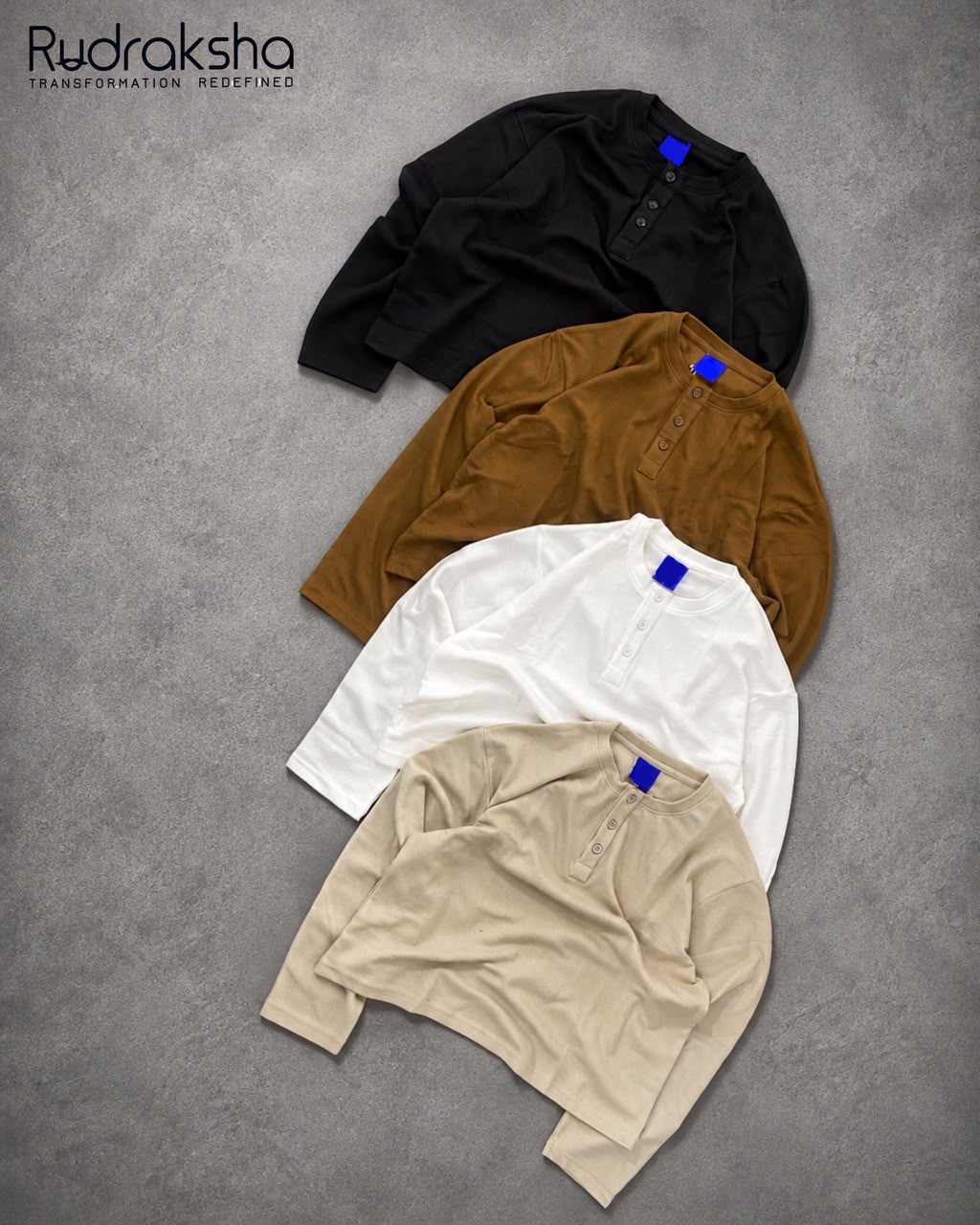 Boxy Fit Cropped Waffle Full Sleeve T-Shirt - Suitable for Height 5.2" to 5.6"