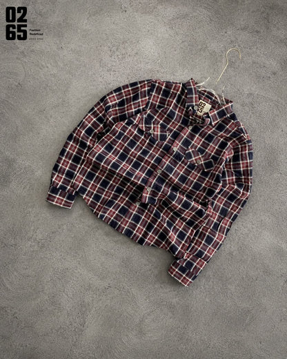 0265 Double Pocket Yarn Dyed Indigo Checks Full Sleeve Shirt| Backside Box Pleat - Arvind Mill Fabric