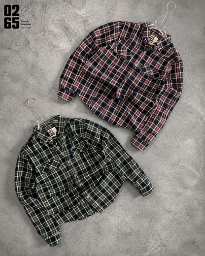0265 Double Pocket Yarn Dyed Indigo Checks Full Sleeve Shirt| Backside Box Pleat - Arvind Mill Fabric