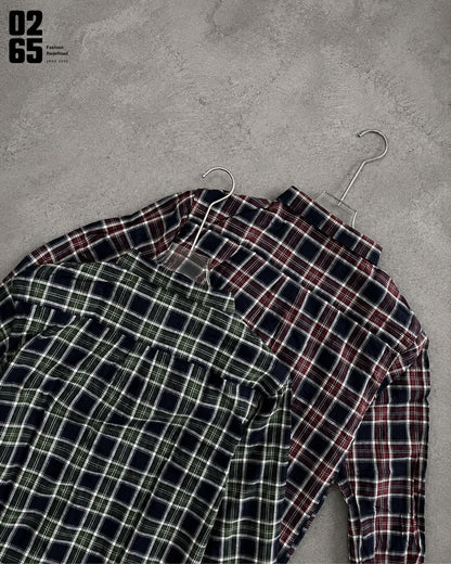 0265 Double Pocket Yarn Dyed Indigo Checks Full Sleeve Shirt| Backside Box Pleat - Arvind Mill Fabric