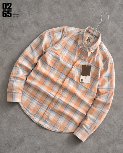 0265 Cotton Oxford Checks Full Sleeve Shirt | Button Down Collar | Backside Box Pleat
