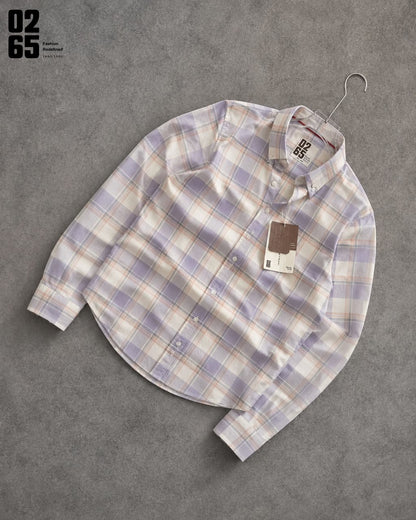0265 Cotton Oxford Checks Full Sleeve Shirt | Button Down Collar | Backside Box Pleat