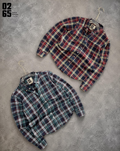 0265 Yarn Dyed Indigo Checks Full Sleeve Shirt| Backside Box Pleat - Arvind Mill Fabric