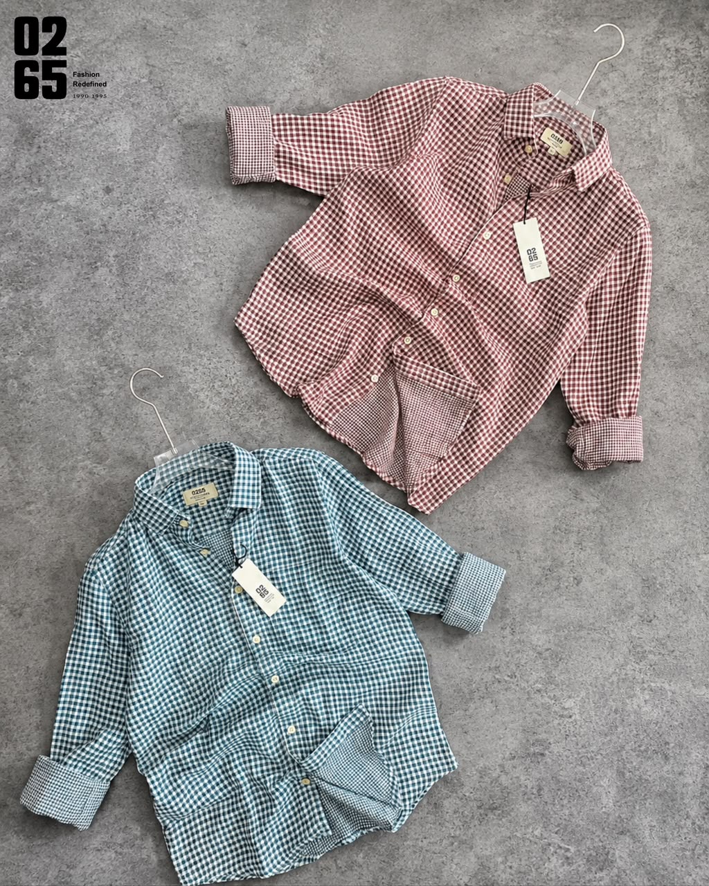 0265 Double Cloth Fabric Full Sleeve Shirt| Small Checks | Cotton Linen Fabric | Ultra Soft | Breathable