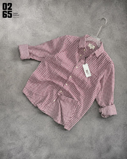 0265 Double Cloth Fabric Full Sleeve Shirt| Small Checks | Cotton Linen Fabric | Ultra Soft | Breathable