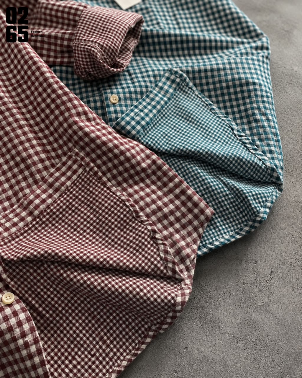 0265 Double Cloth Fabric Full Sleeve Shirt| Small Checks | Cotton Linen Fabric | Ultra Soft | Breathable