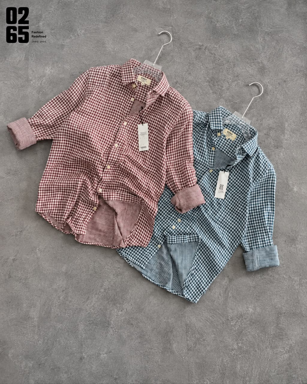0265 Double Cloth Fabric Full Sleeve Shirt| Small Checks | Cotton Linen Fabric | Ultra Soft | Breathable