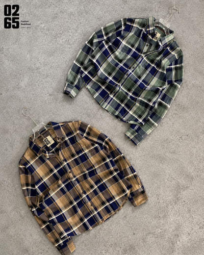 0265 Yarn Dyed Textured Checks Full Sleeve Shirt | Backside Box Pleat