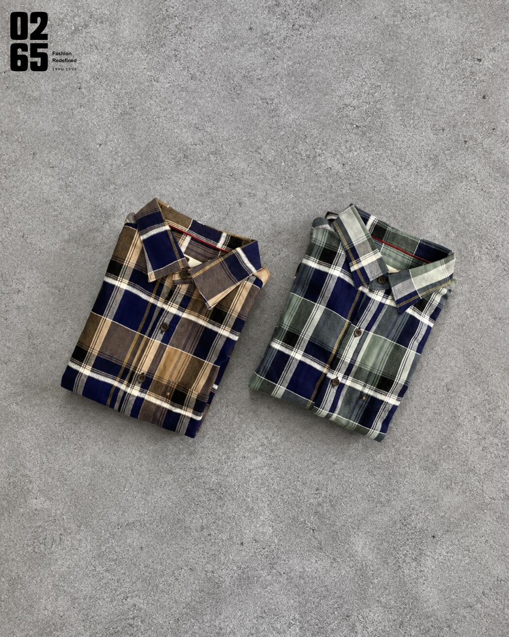 0265 Yarn Dyed Textured Checks Full Sleeve Shirt | Backside Box Pleat