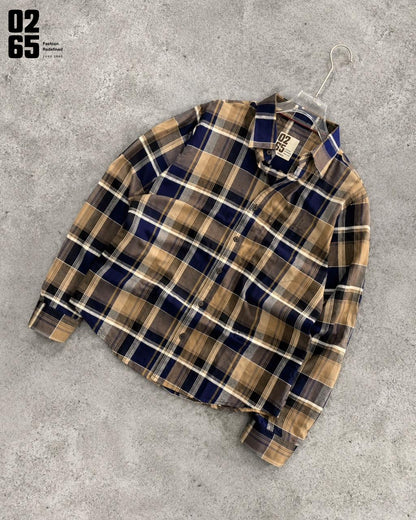0265 Yarn Dyed Textured Checks Full Sleeve Shirt | Backside Box Pleat