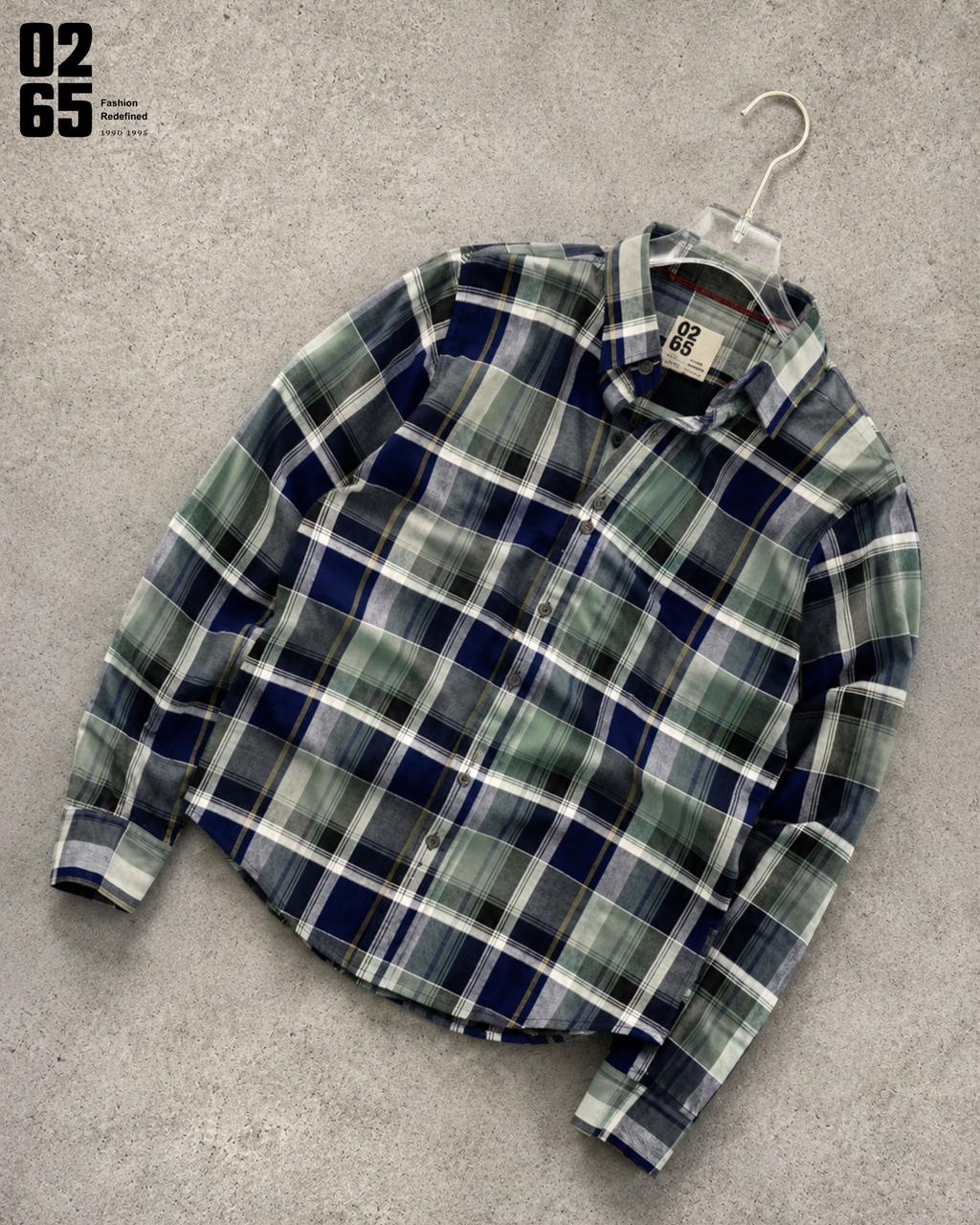 0265 Yarn Dyed Textured Checks Full Sleeve Shirt | Backside Box Pleat