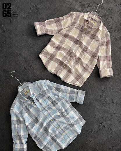 0265 Slub Cotton Full Sleeve Yarn Dyed Shirt | Backside Box Pleat - ART402