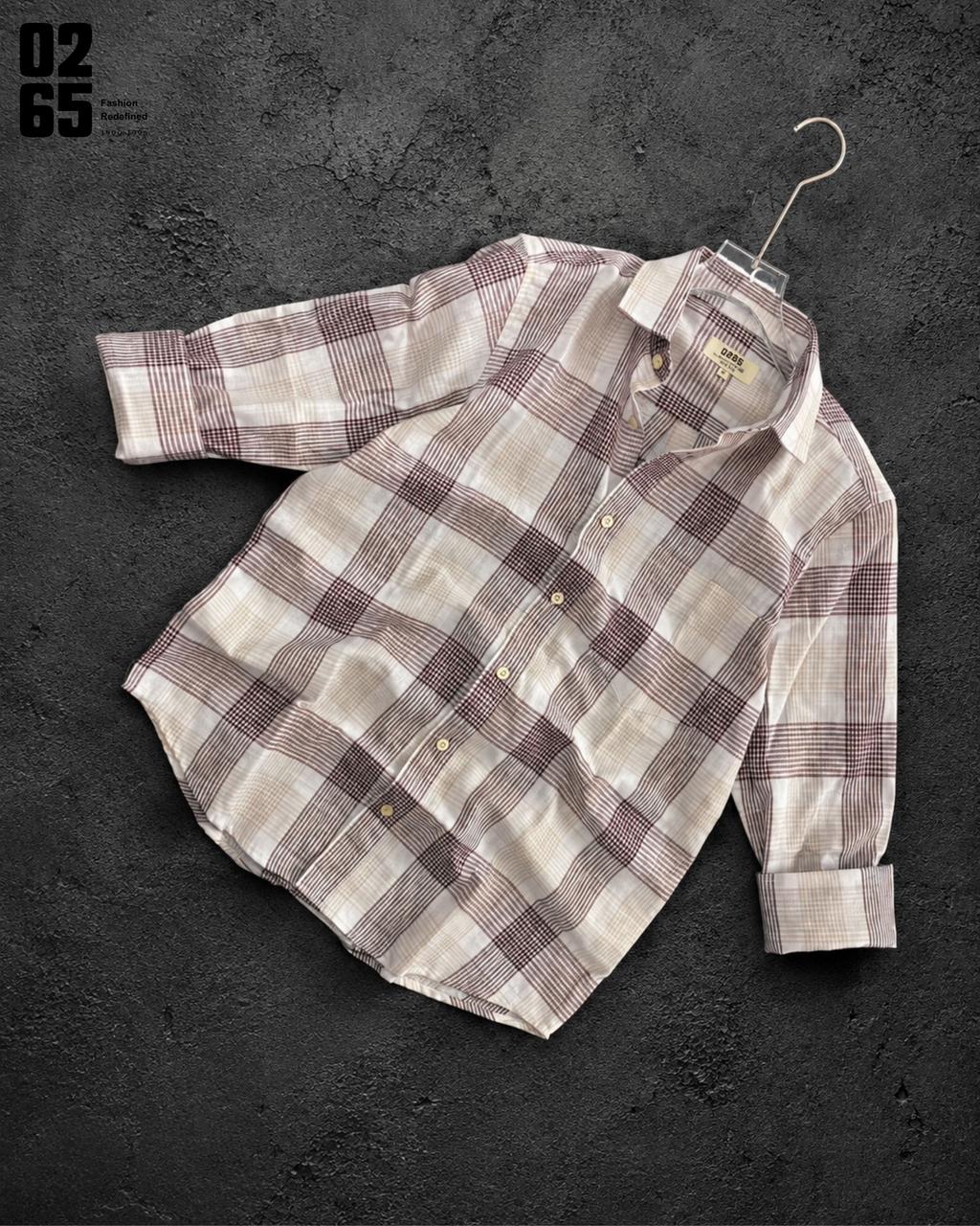 0265 Slub Cotton Full Sleeve Yarn Dyed Shirt | Backside Box Pleat - ART402