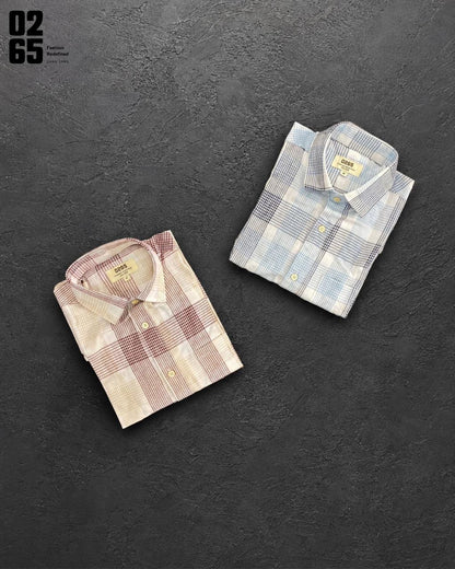 0265 Slub Cotton Full Sleeve Yarn Dyed Shirt | Backside Box Pleat - ART402