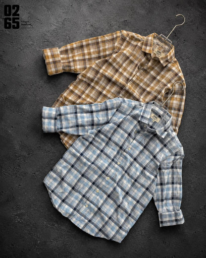 0265 Slub Cotton Full Sleeve Yarn Dyed Shirt | Backside Box Pleat - ART403